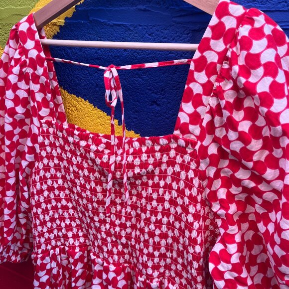 Ava & Viv Red and White smocked dress Size 2X - Picture 2 of 9